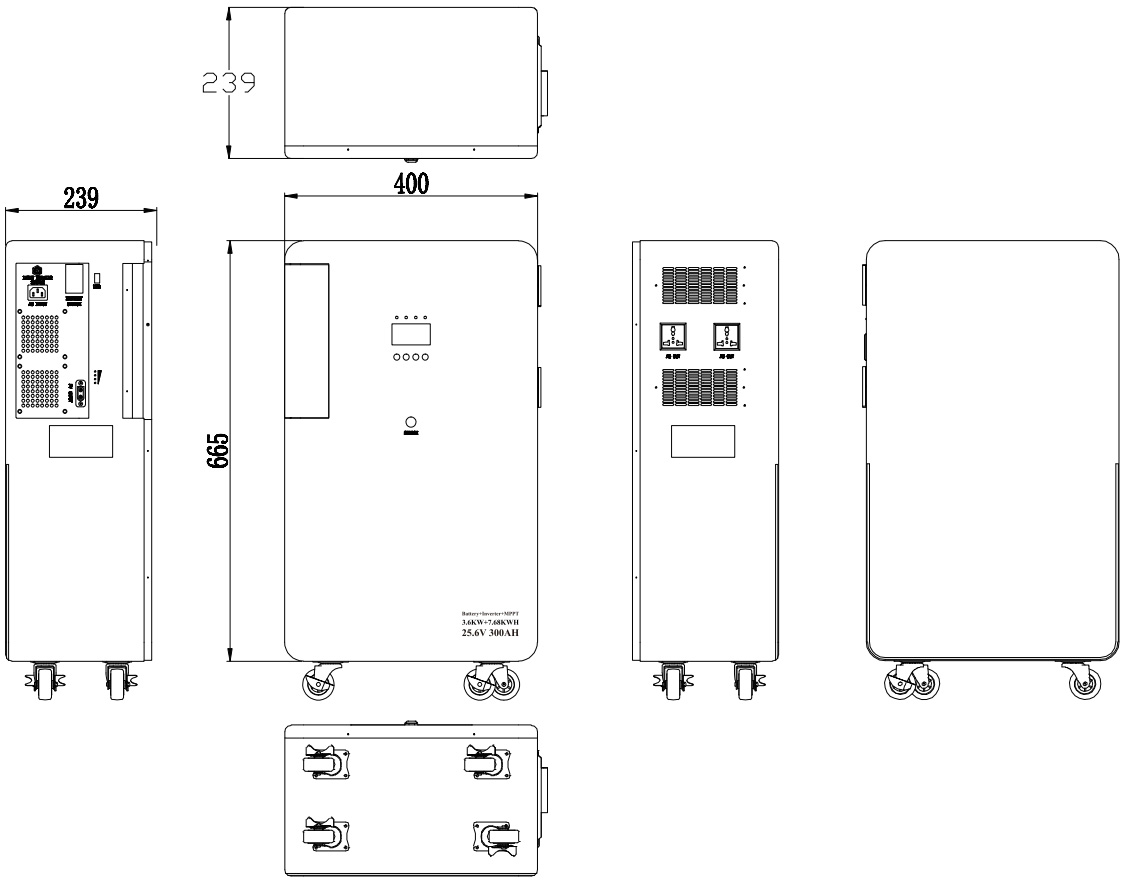 ‌Movable All-In-One ESSSpecification for Inverter & Battery Dimensions